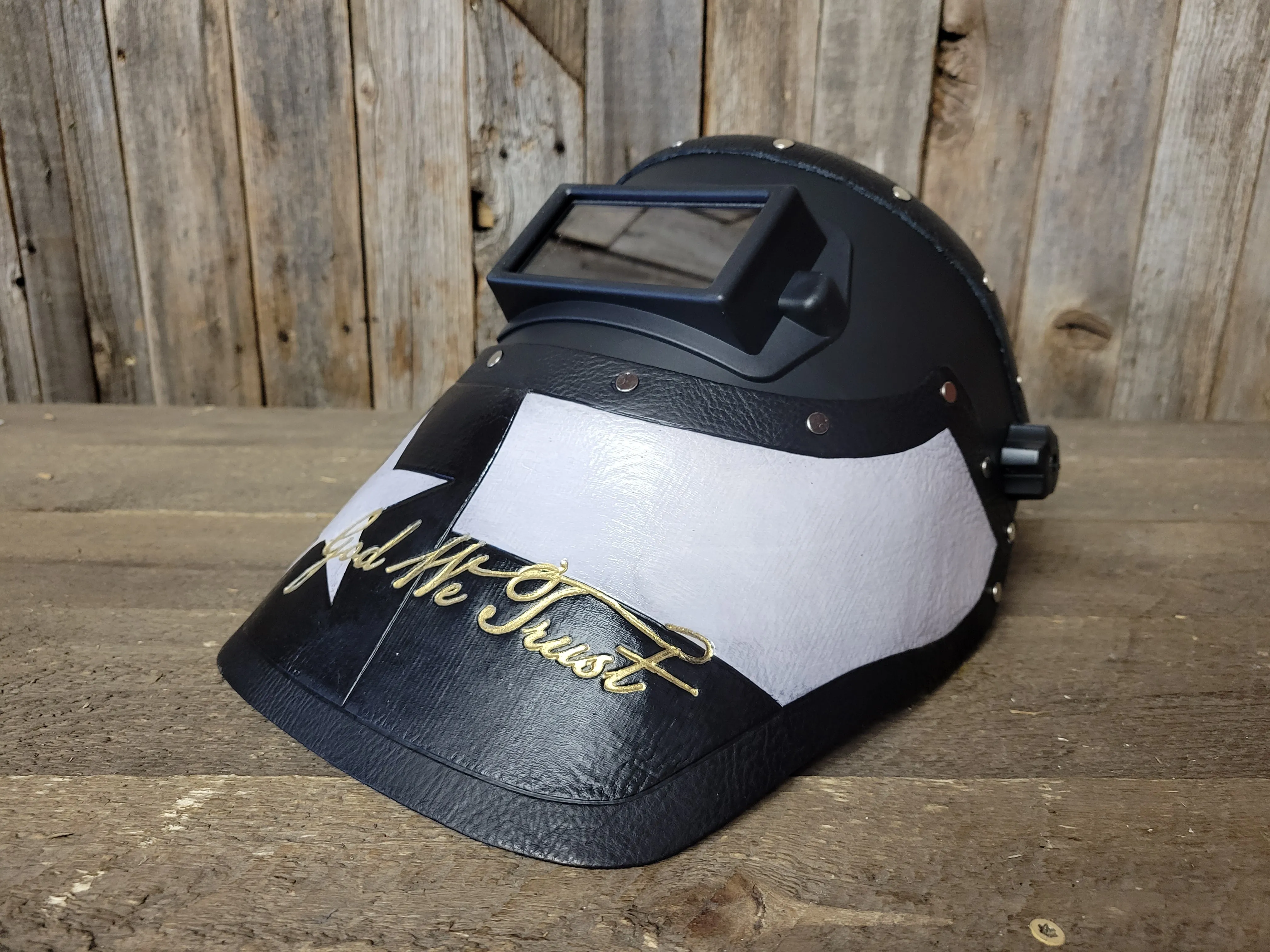 Outlaw Leather - Welding Hood - Texas "In god we trust"