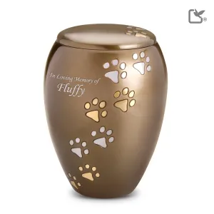 P504L   Majestic Large Pet Urn Bronze & Bru Gold