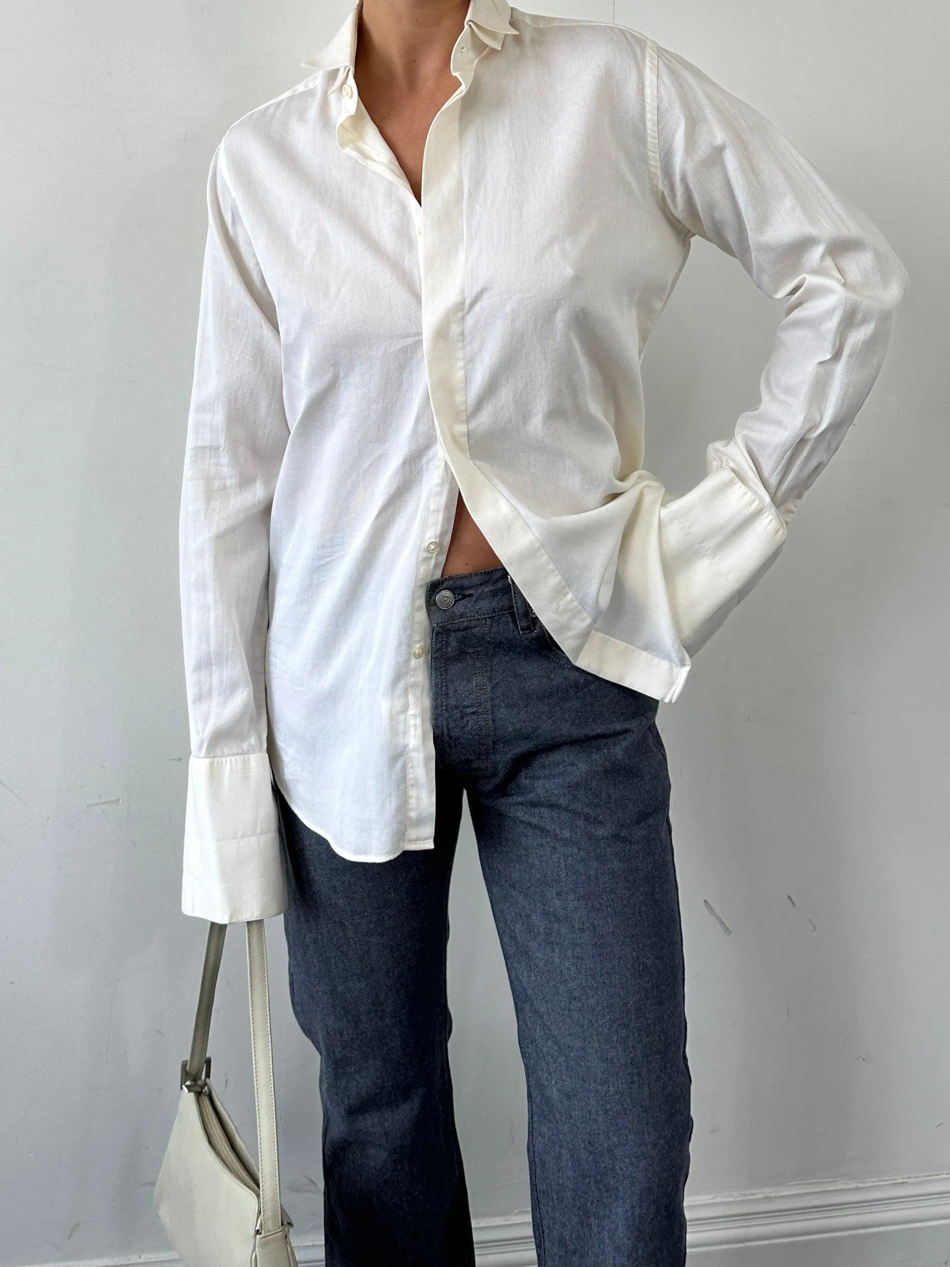 Pal Zileri Pure Cotton Wing Collar Dress Shirt - M