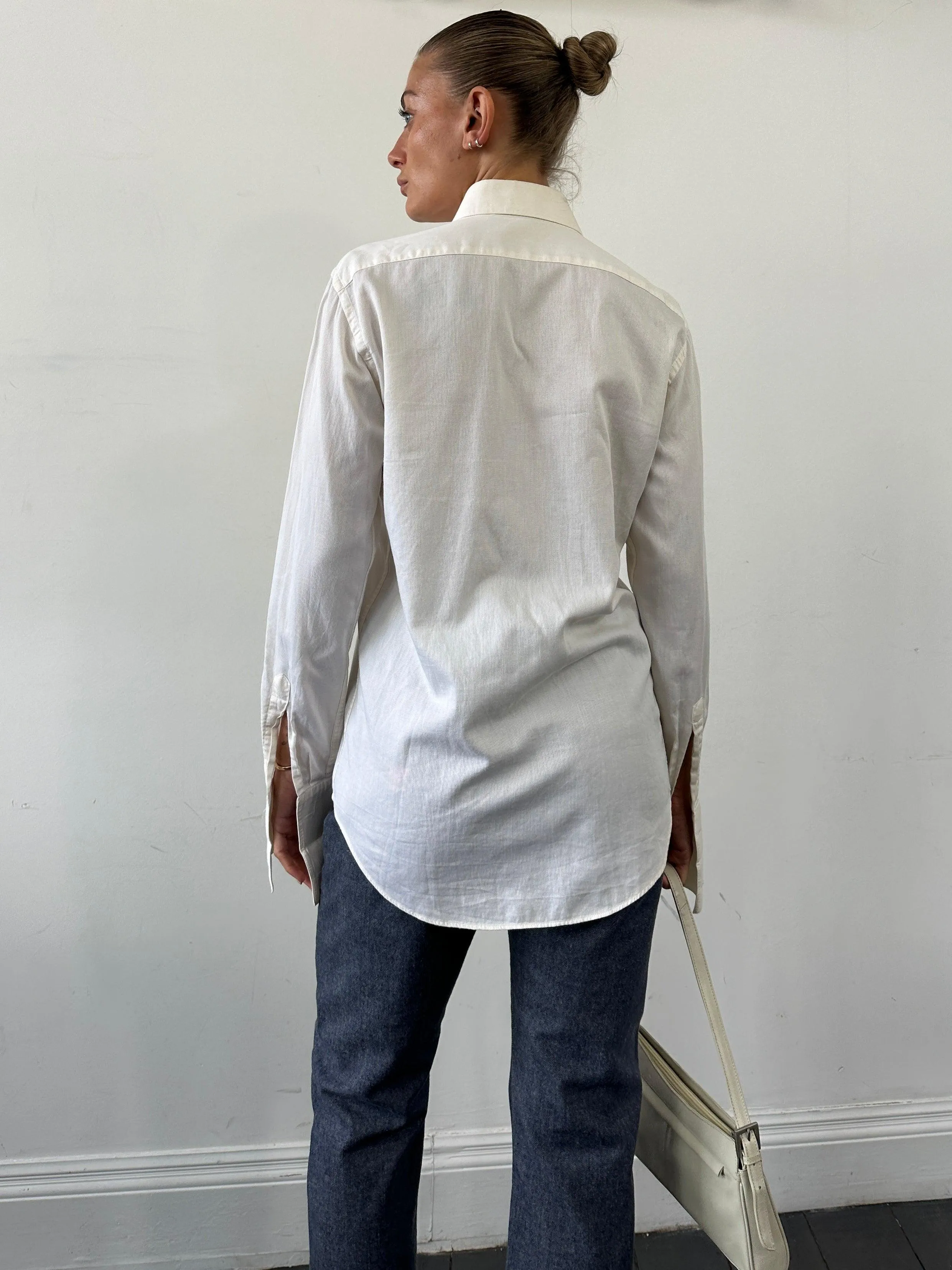 Pal Zileri Pure Cotton Wing Collar Dress Shirt - M