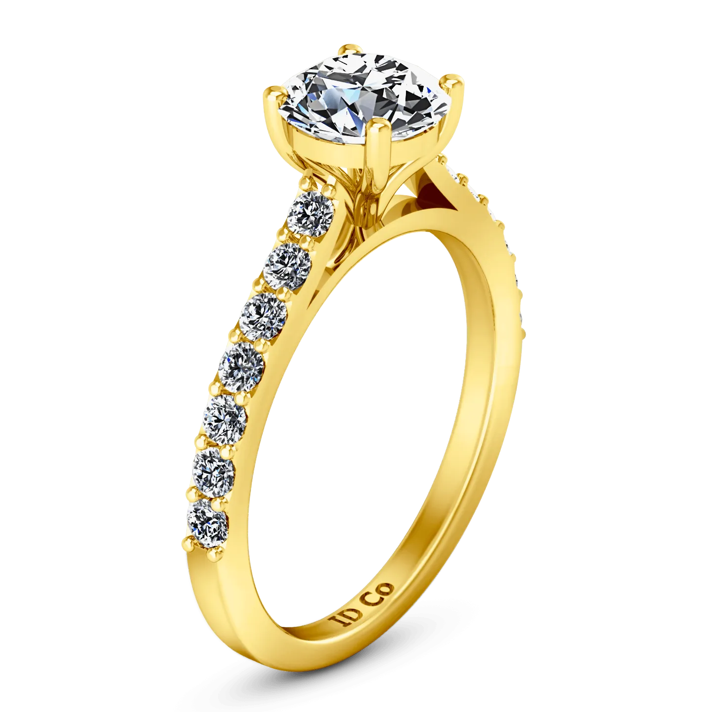 Pave Diamond EngagementRing Harmoney 14K Yellow Gold