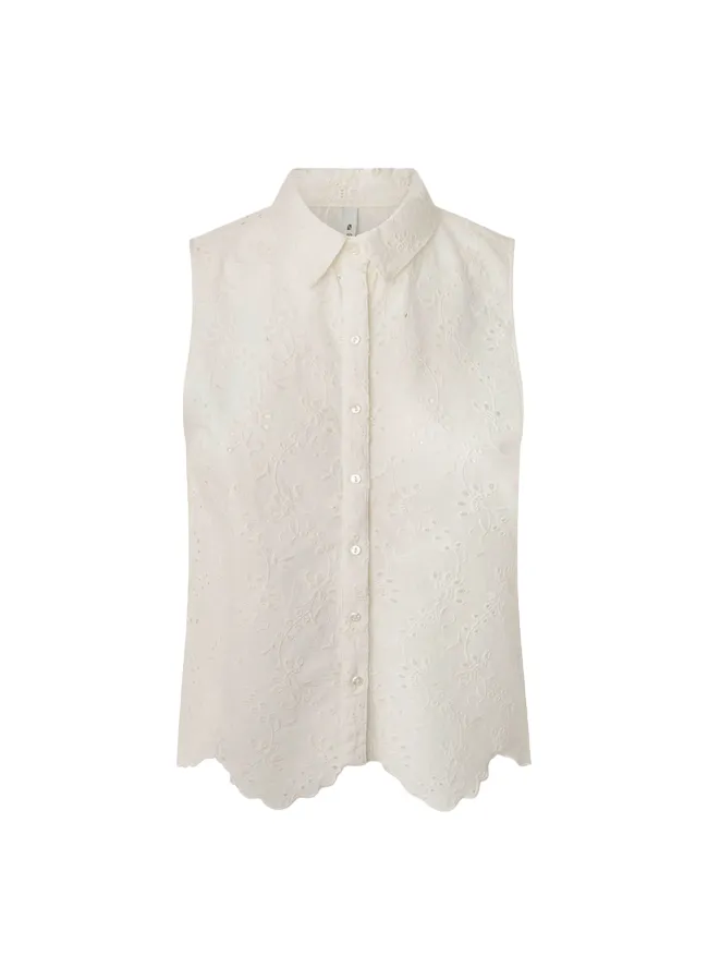 PepeJeans Camicia da donna smanicata traforata Eris PL304553 800 white