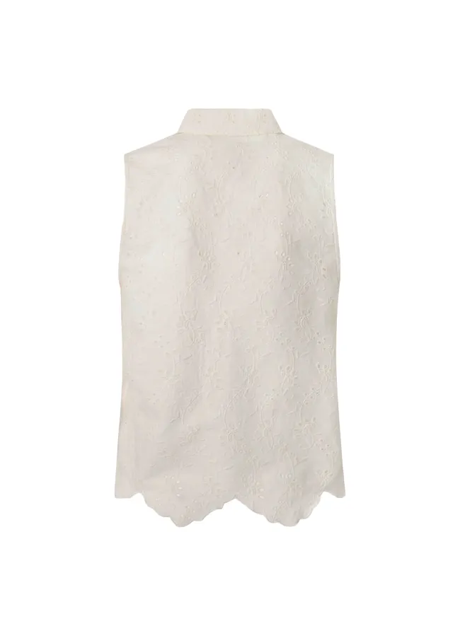 PepeJeans Camicia da donna smanicata traforata Eris PL304553 800 white