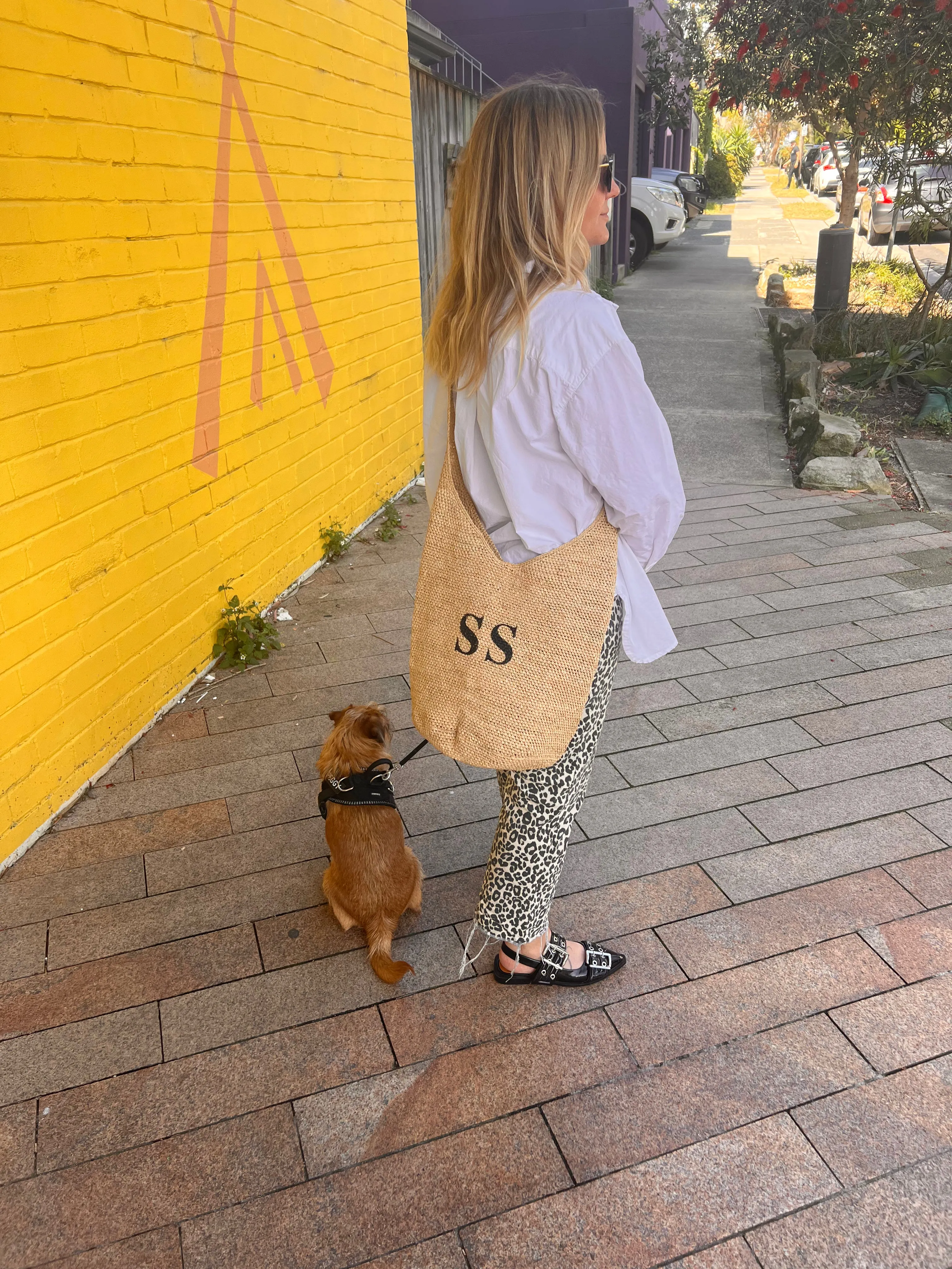 Personalised Raffia Bucket Bag - Olive