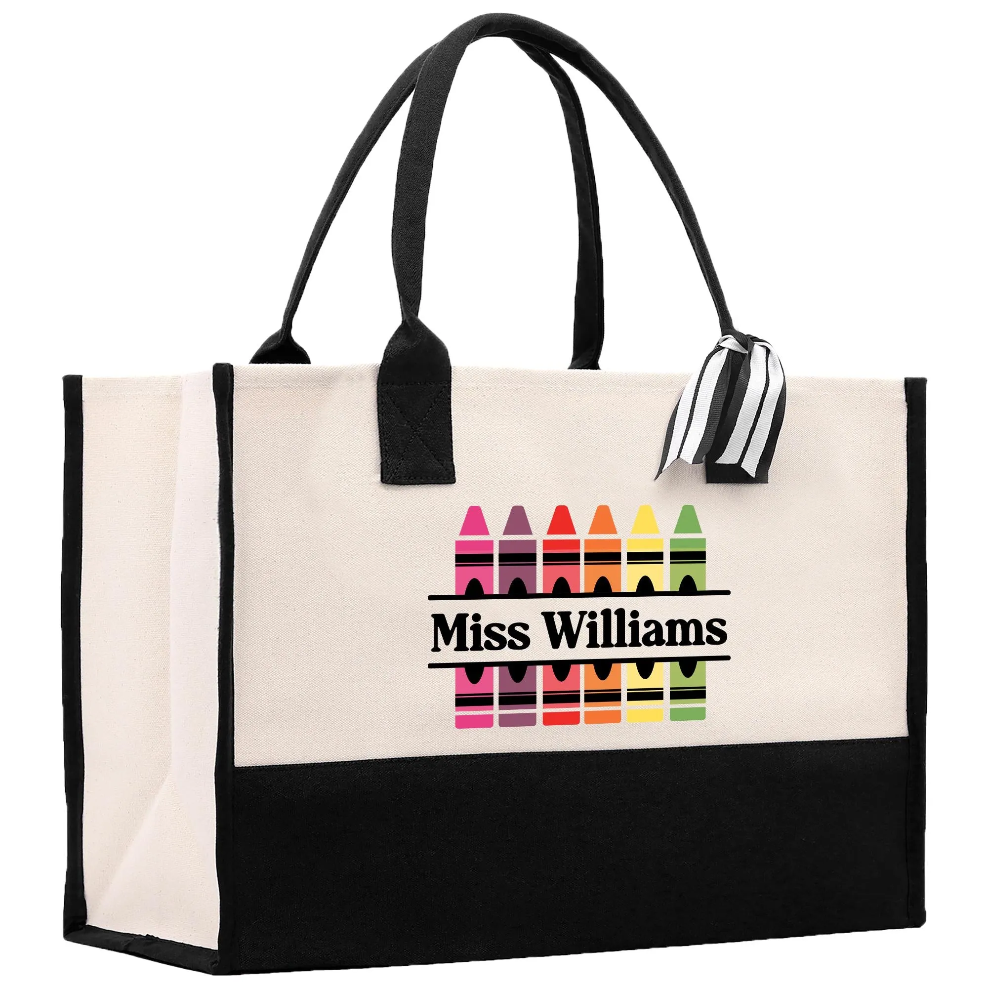 Personalized Teacher Cotton Canvas Tote Bag Gift for Teachers Teacher Life Tote Custom Teacher Name Appreciation Gift Bag (TTGS1001)