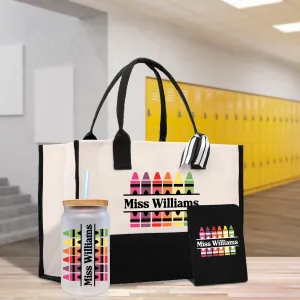 Personalized Teacher Cotton Canvas Tote Bag Gift for Teachers Teacher Life Tote Custom Teacher Name Appreciation Gift Bag (TTGS1001)