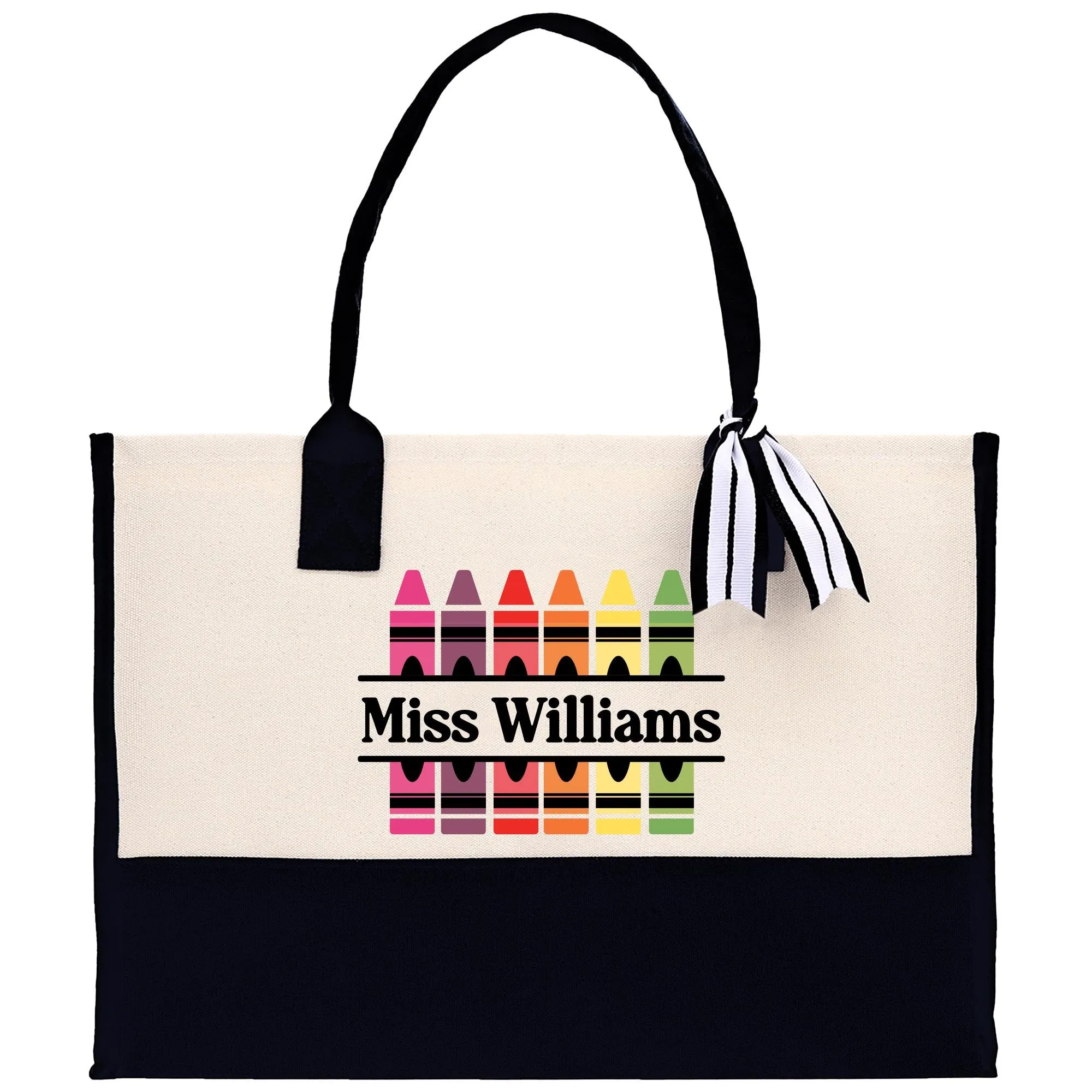 Personalized Teacher Cotton Canvas Tote Bag Gift for Teachers Teacher Life Tote Custom Teacher Name Appreciation Gift Bag (TTGS1001)