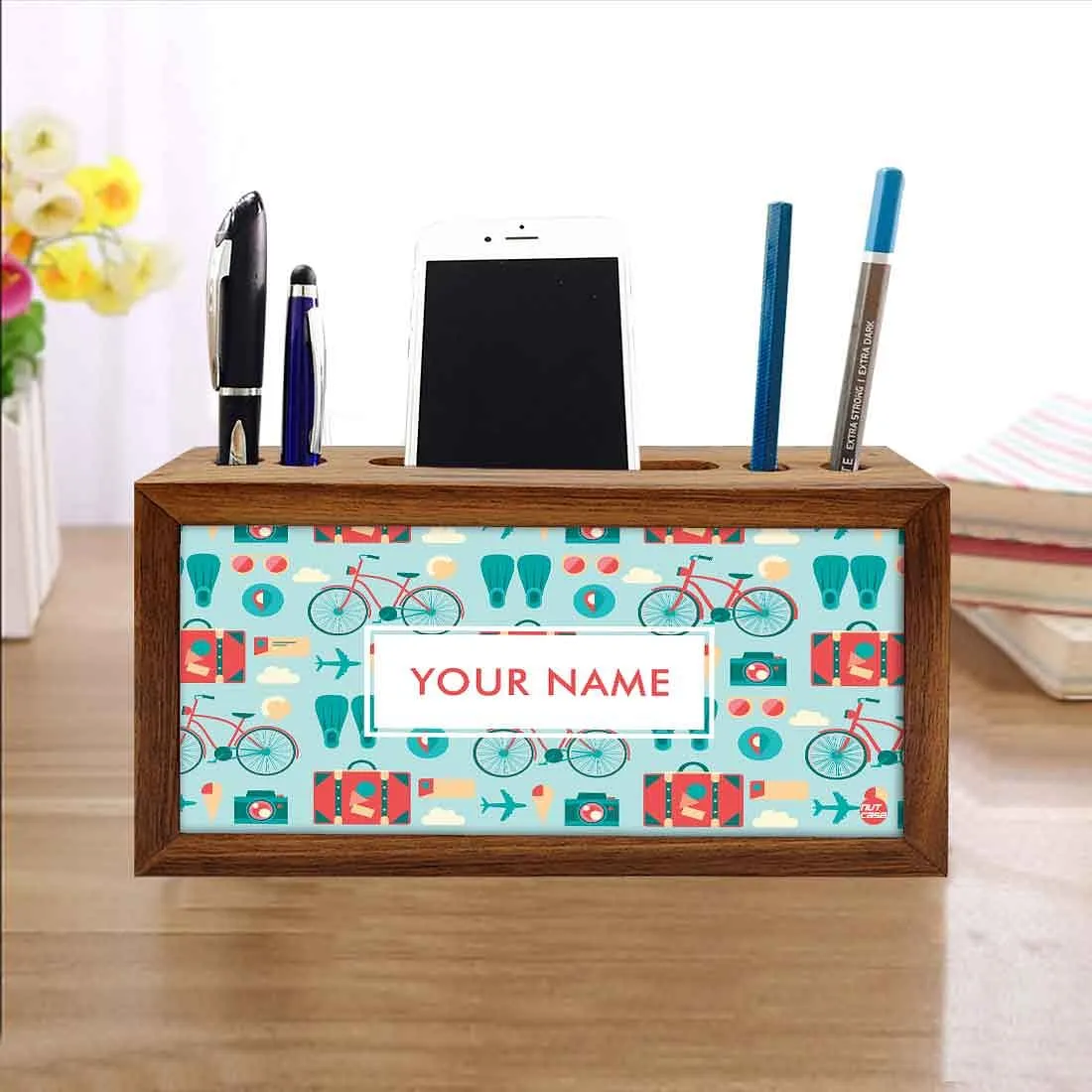 Personalized Wooden desk organizer - Cycle