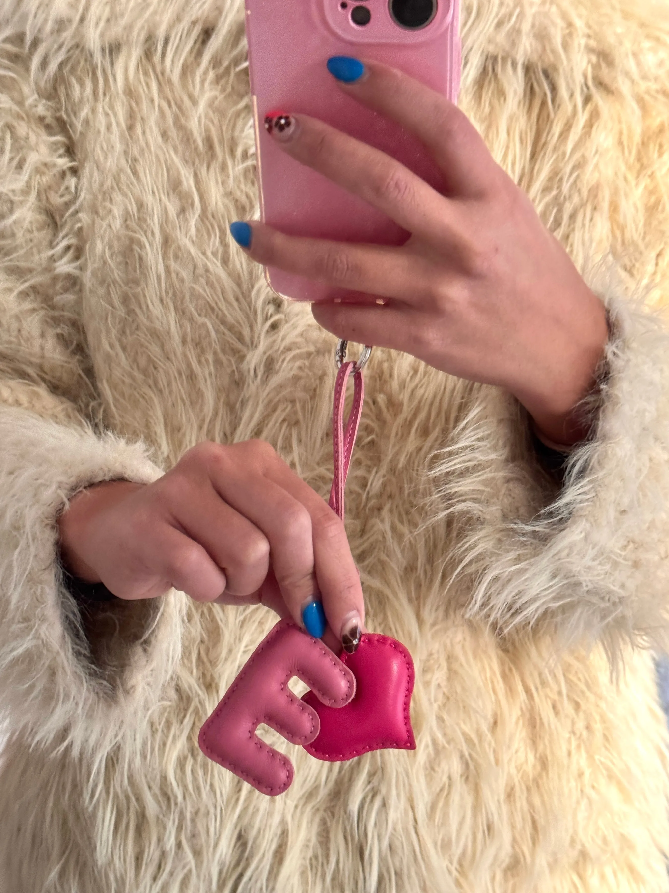 PILLOW PUFF INITIAL LEATHER BAG CHARM