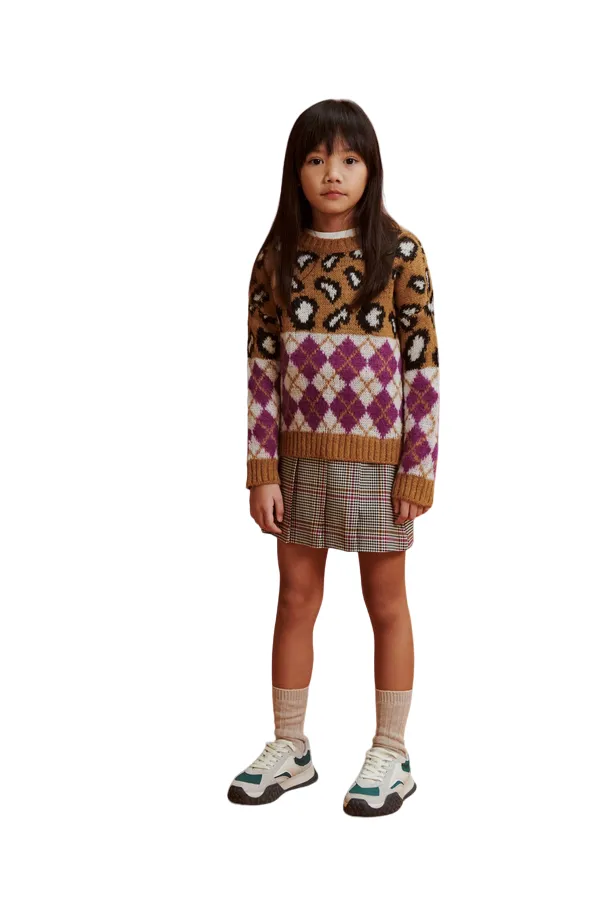 Please Minigonna bambina plissettata fantasia a quadri GB12123G55 3998 colore variante unica
