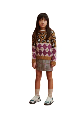 Please Minigonna bambina plissettata fantasia a quadri GB12123G55 3998 colore variante unica
