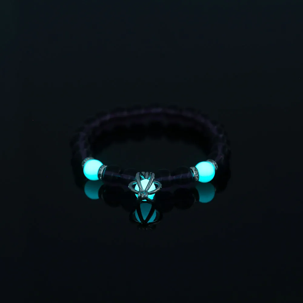 Purple Glass Bead Luminous Pumpkin Bracelet