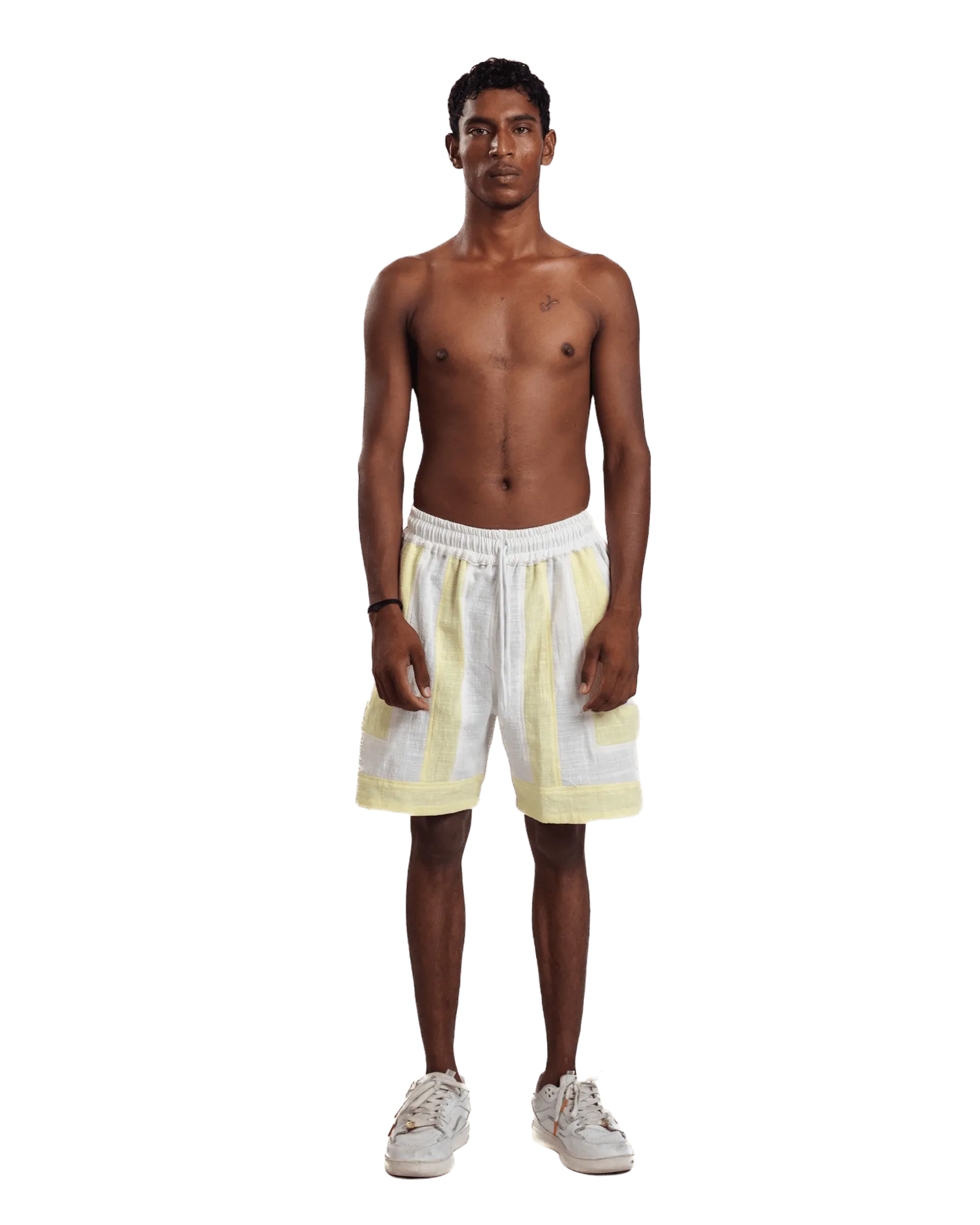 "Luminous Stripes" Handwoven Cotton Shorts