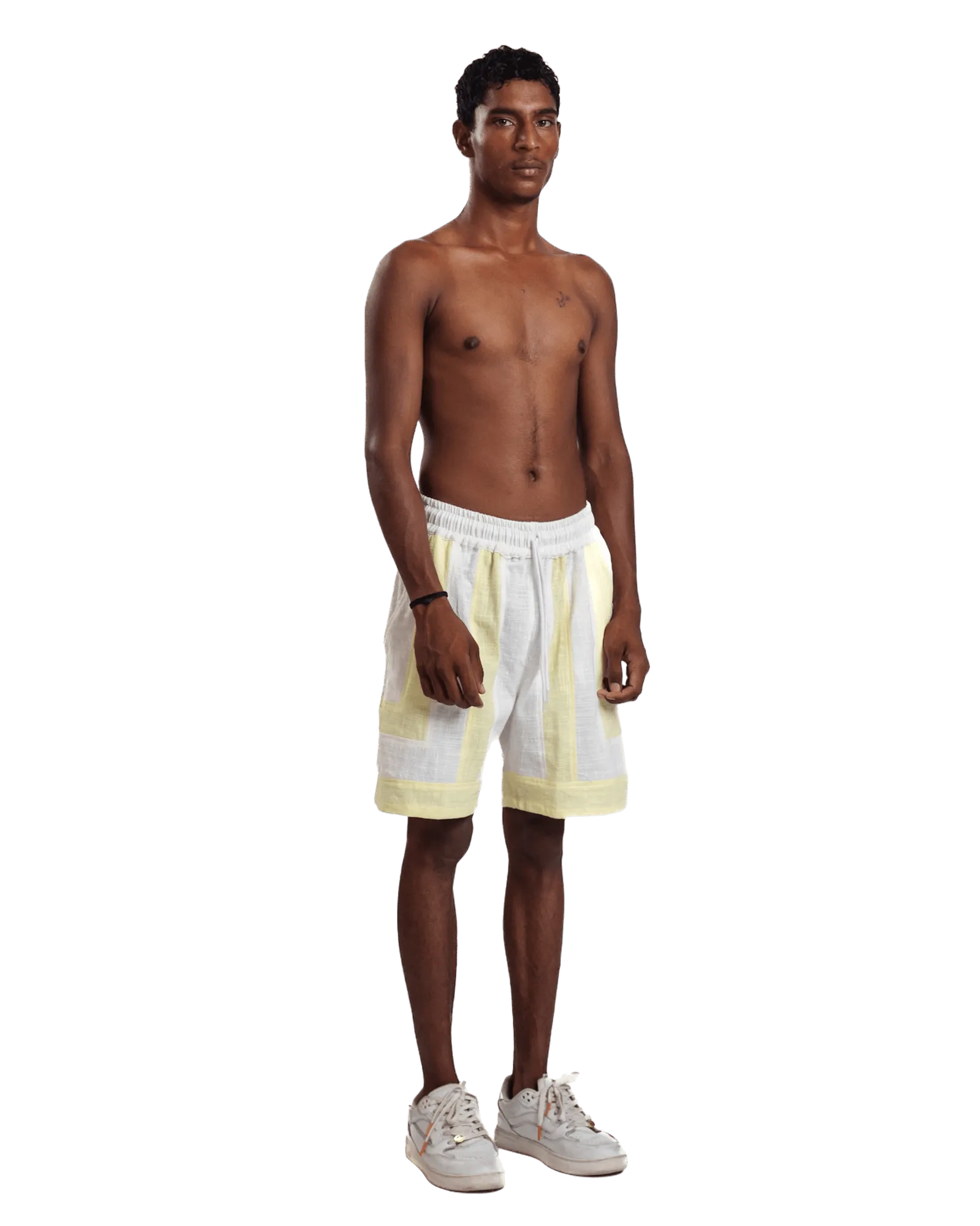"Luminous Stripes" Handwoven Cotton Shorts