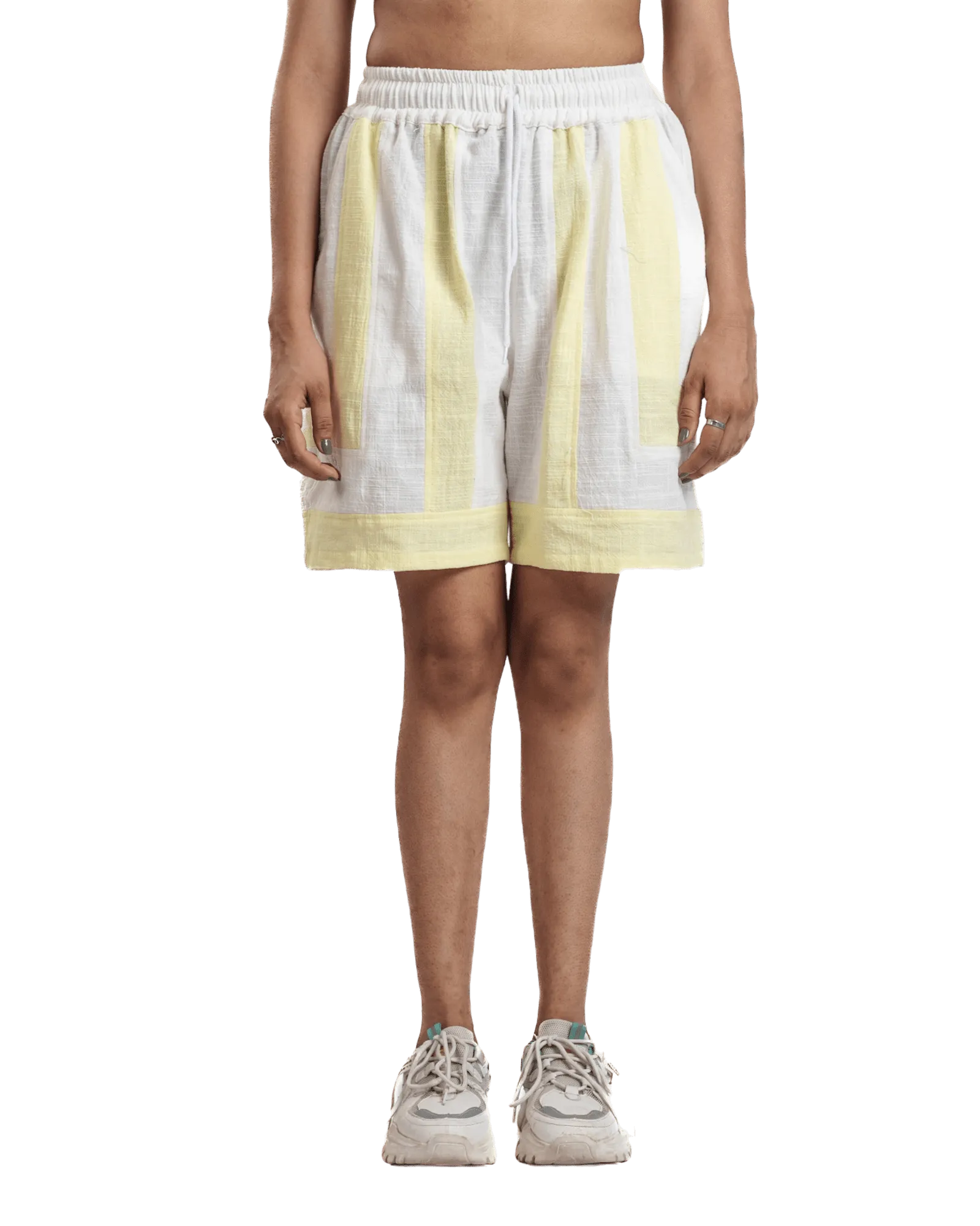 "Luminous Stripes" Handwoven Cotton Shorts