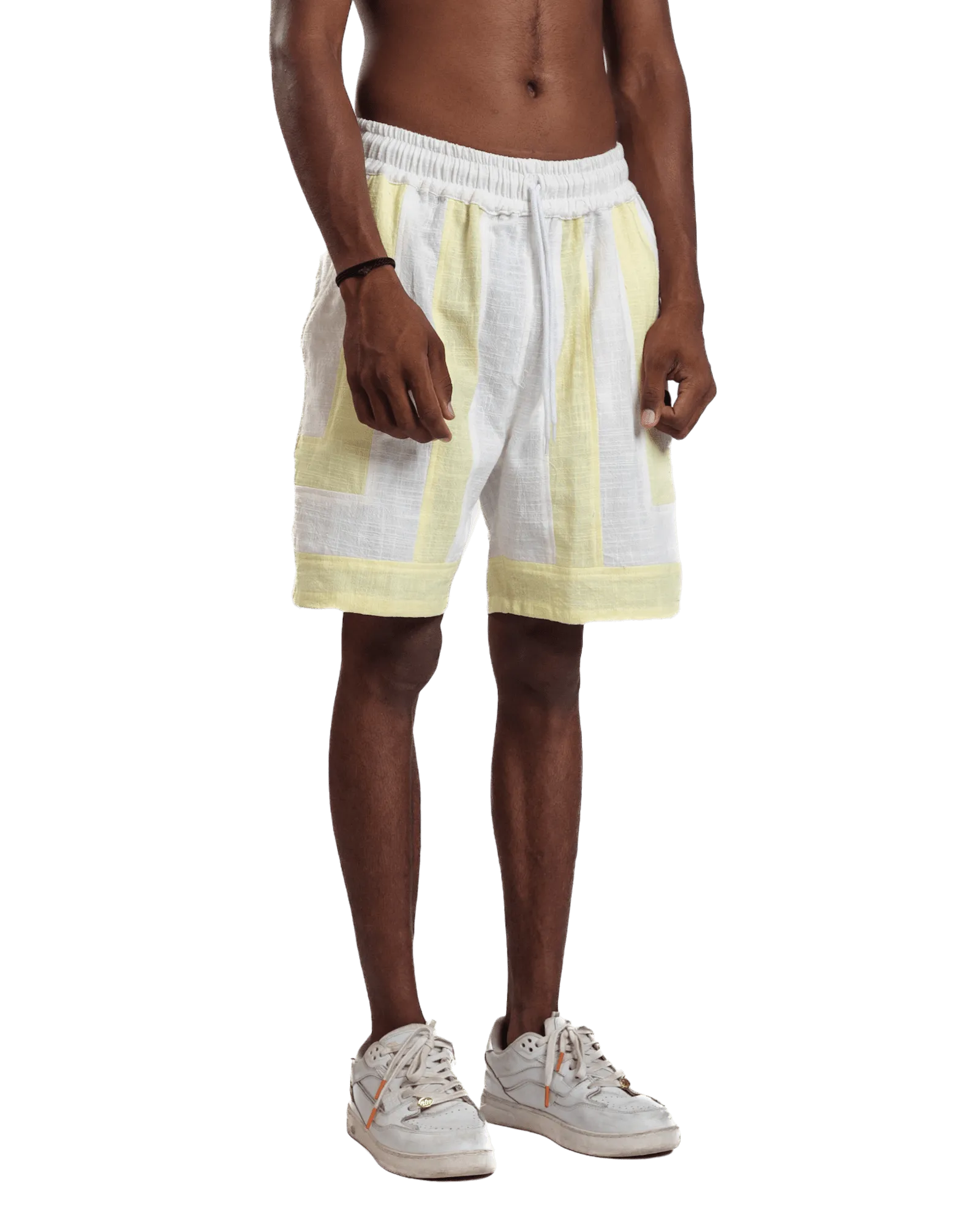 "Luminous Stripes" Handwoven Cotton Shorts