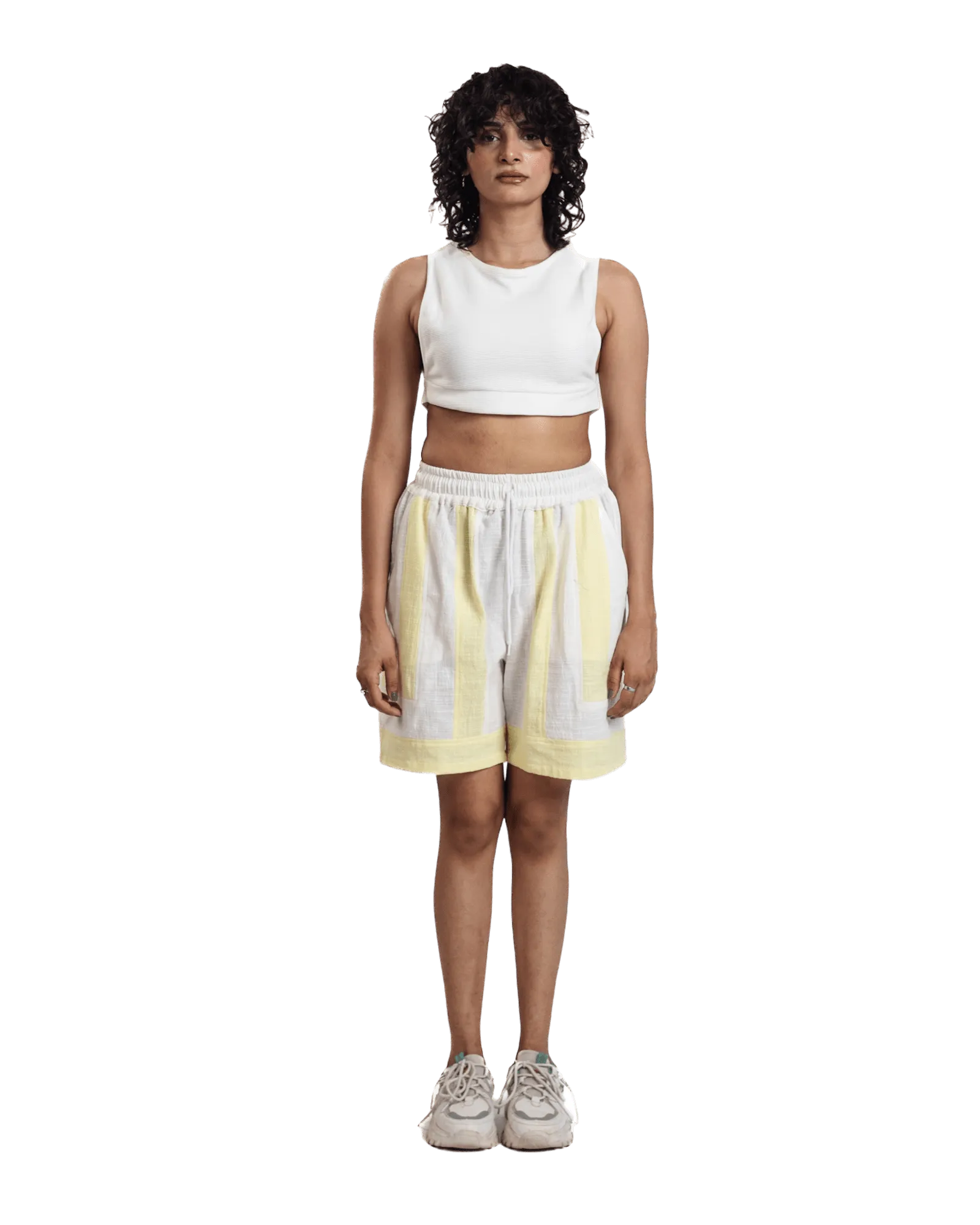 "Luminous Stripes" Handwoven Cotton Shorts