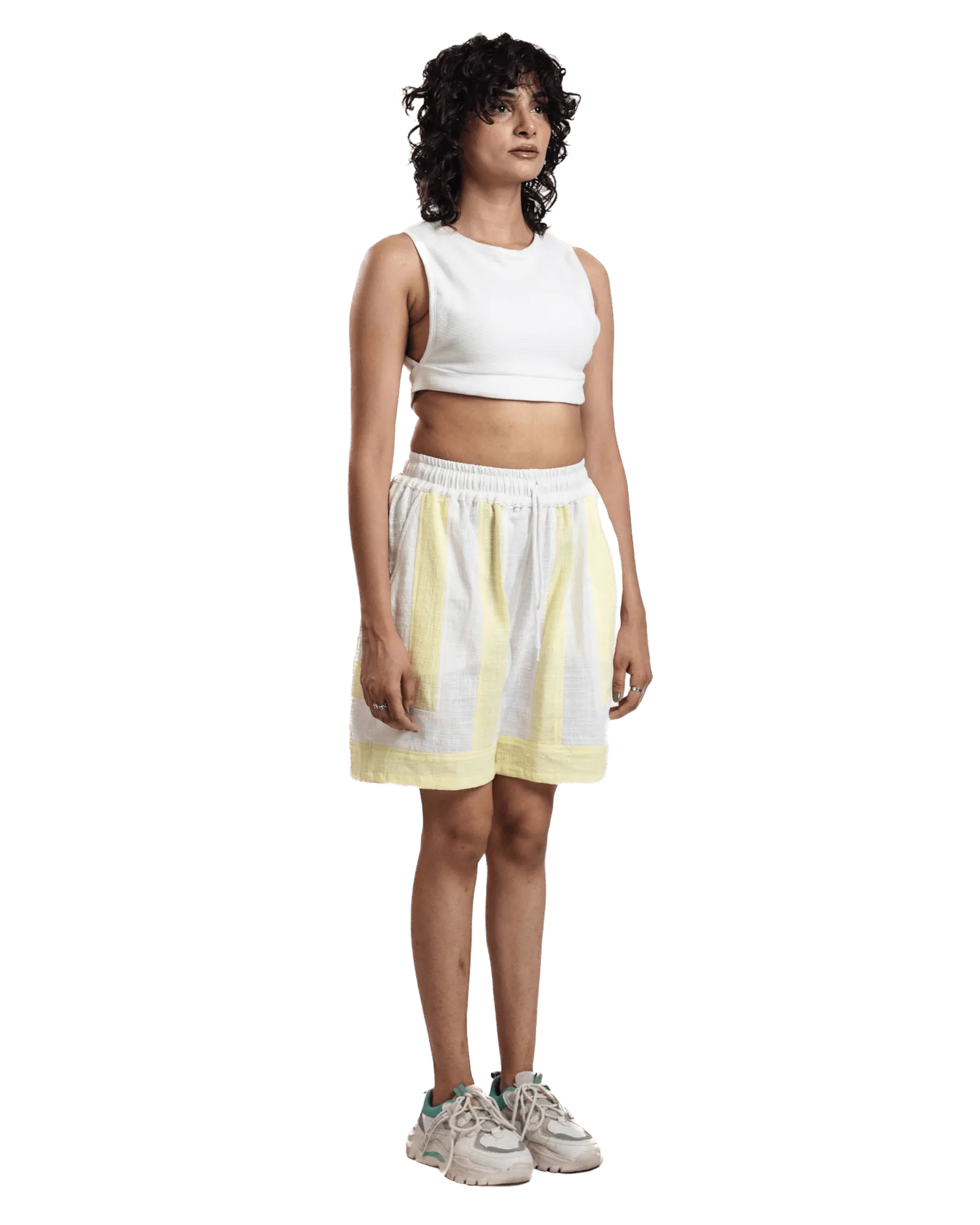 "Luminous Stripes" Handwoven Cotton Shorts