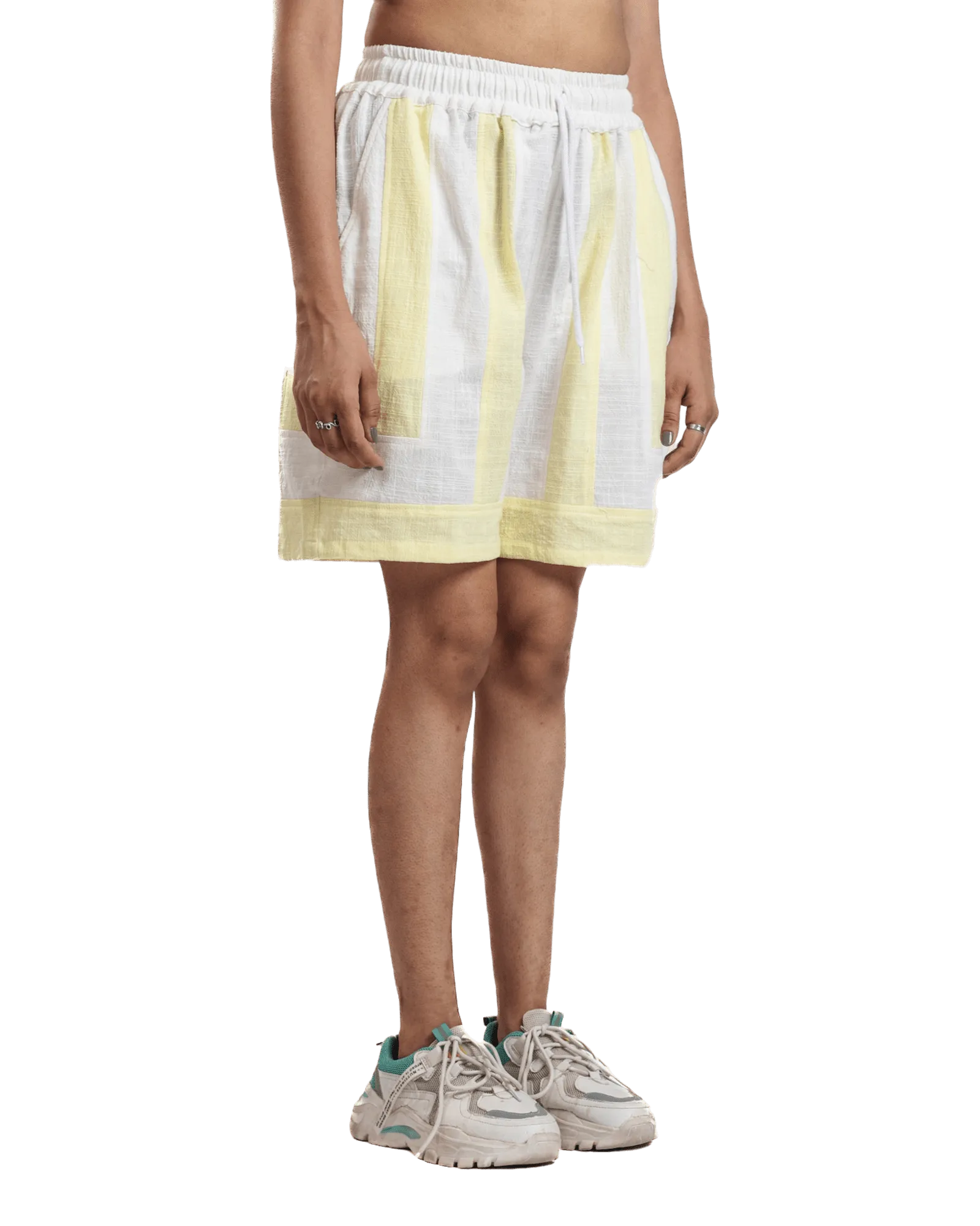 "Luminous Stripes" Handwoven Cotton Shorts