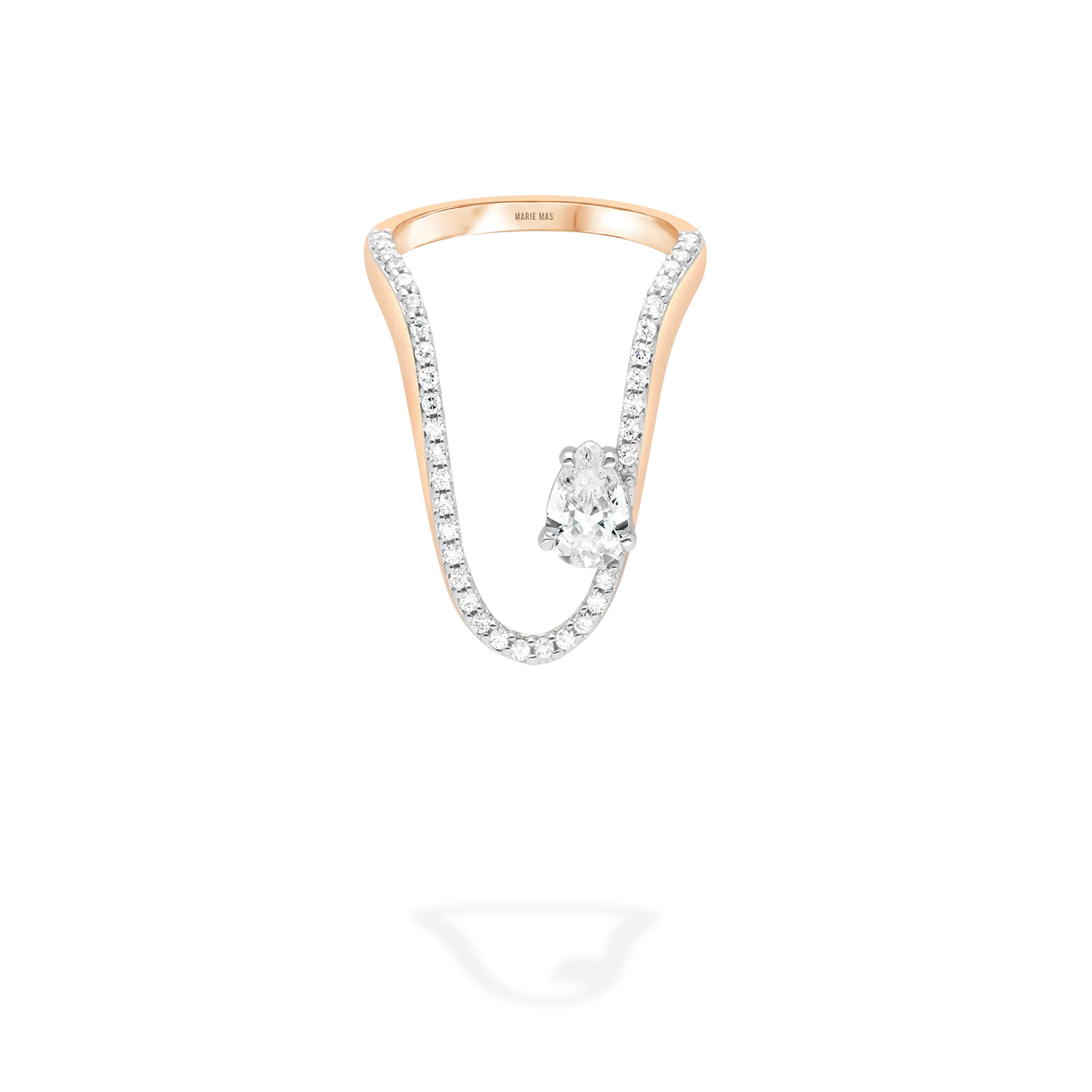 Radiant Ring rose gold | Half pavé pear diamond