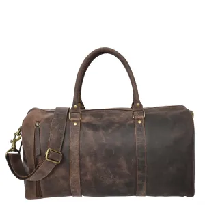 Real Leather Small Size Holdall Overnight Weekend Travel Duffle Bag Torin Brown