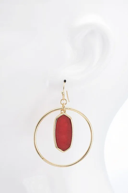 Red Luminous Aceteate Wire Earrings