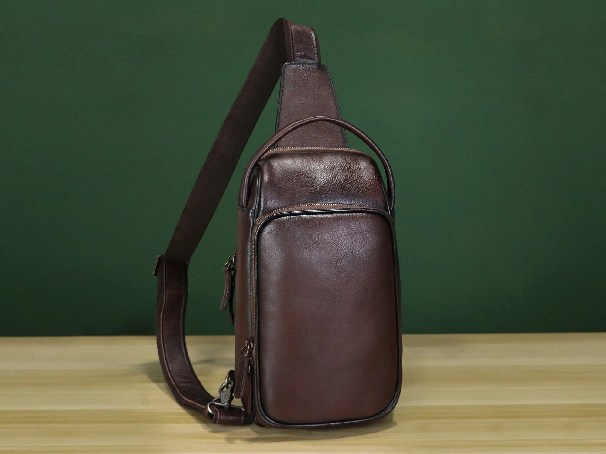 Retro Leather Sling Bag Crossbody Chest Shoulder Backpack