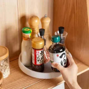 Rotating Spice Storage Organizer, Non-Slip Rack Tray