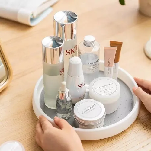 Rotating Spice Storage Organizer, Non-Slip Rack Tray