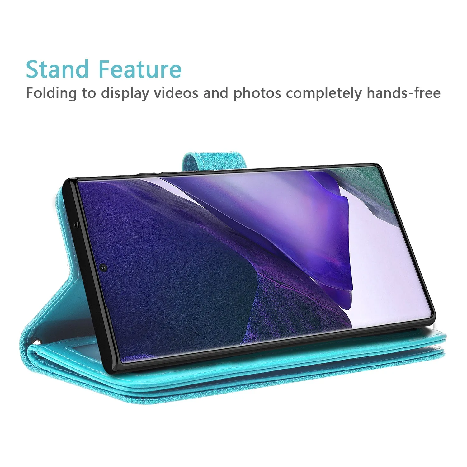 Samsung Galaxy Note 20 Case, Galaxy Note 20 Case, Glitter Faux Leather Flip Credit Card Holder Wrist Strap Shockproof Protective Wallet Case Clutch for Galaxy Note 20 - Teal