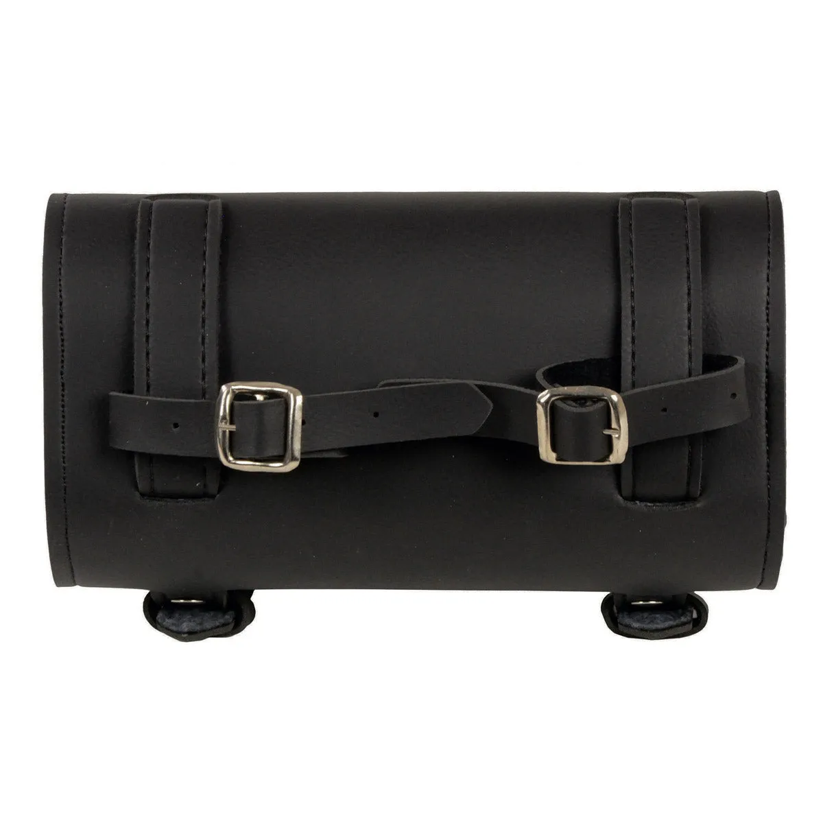 SH49801 Black PVC Large Two Buckle Studded Tool Bag for Motorcycles