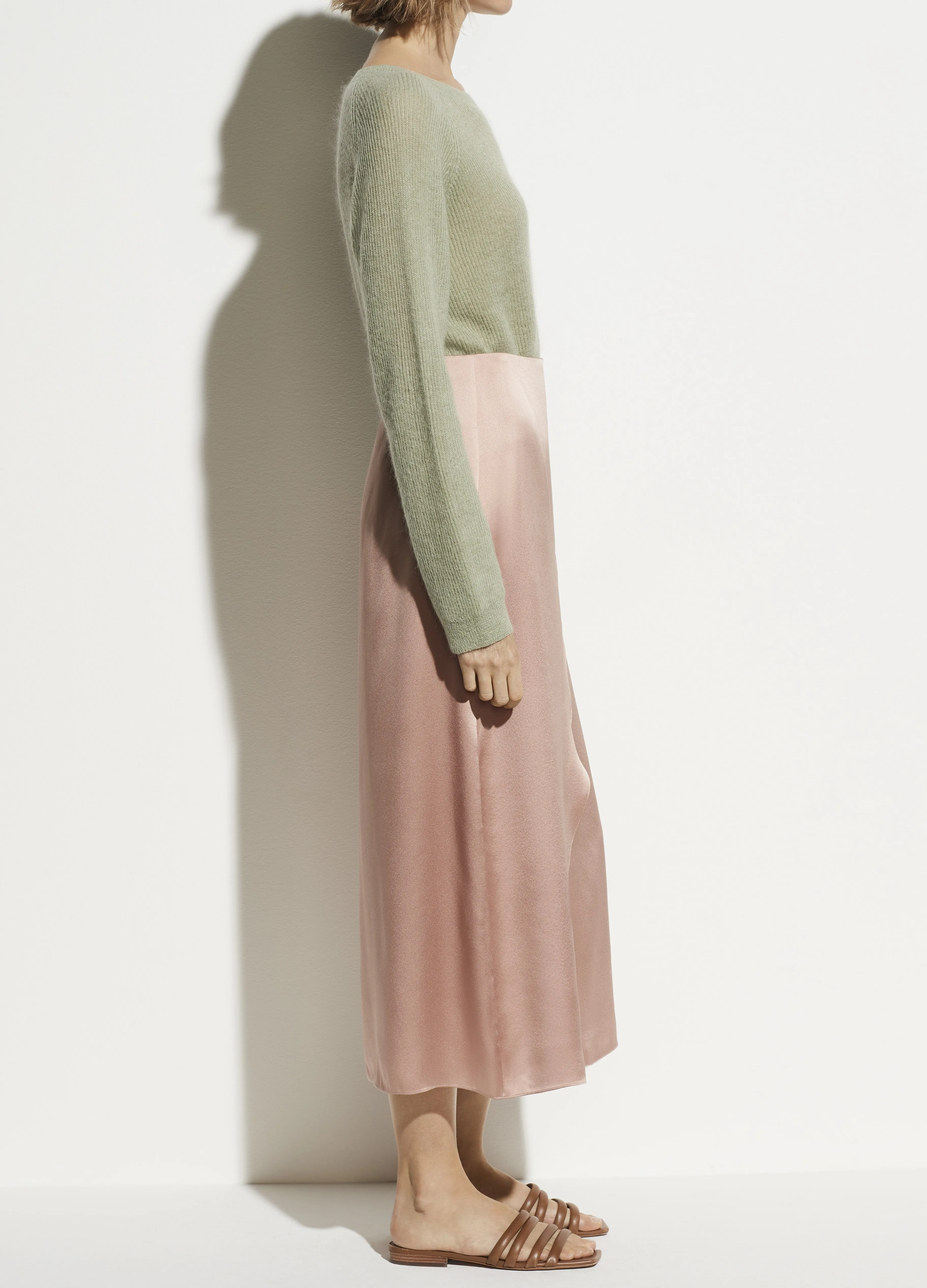 Side Pleat Wrap Skirt in Petal Still