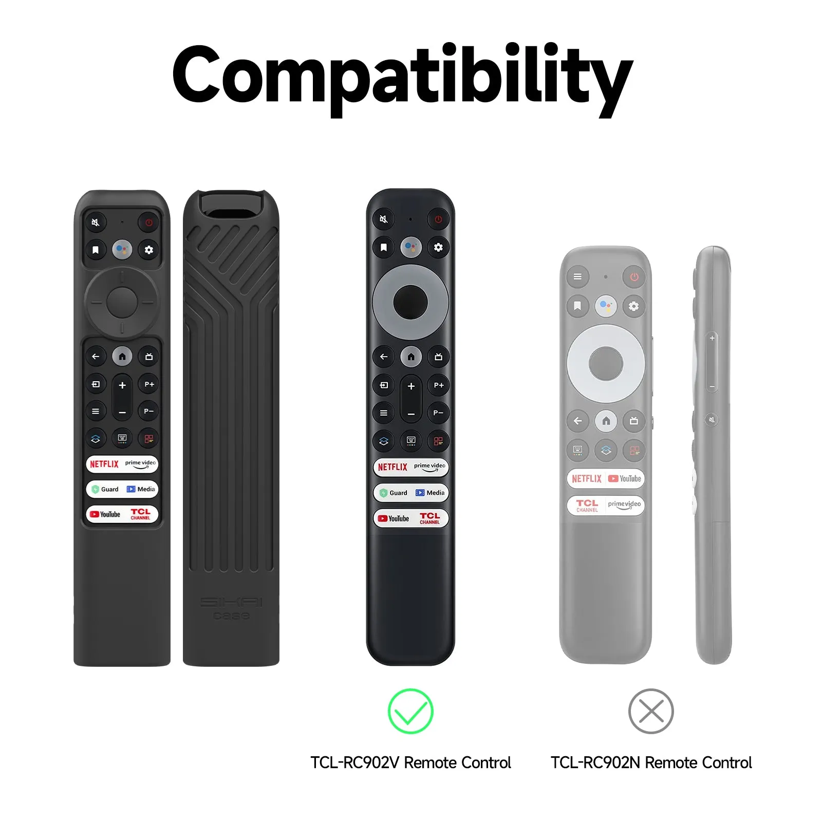 Silicone Cover for TCL RC902V FMR1/RC833(2023) Voice Remote,Shockproof, Skin-Friendly Case for 55R646 55S546 65R646 65S546 75R646 75S546 Series TV Remote