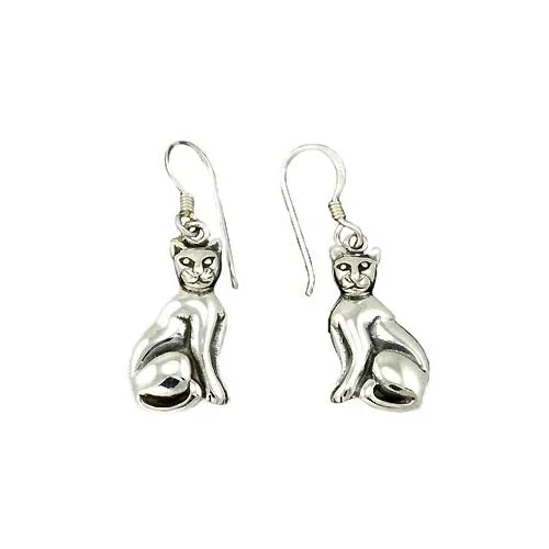 Silver Majestic Cat Earrings