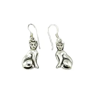 Silver Majestic Cat Earrings