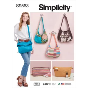 Simplicity Sewing Pattern S9563 Slouch Bags, Purse Organizer and Cosmetic Case