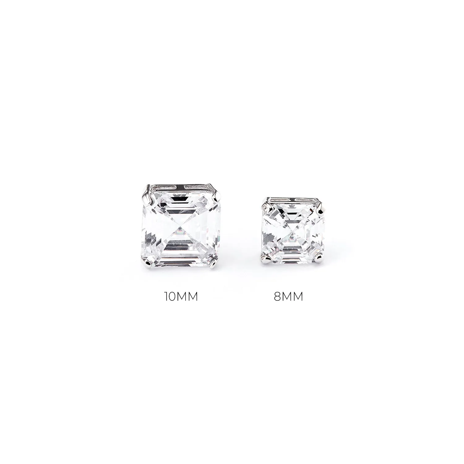 Solitaire CZ Asscher Earrings ( 0.8 CM )