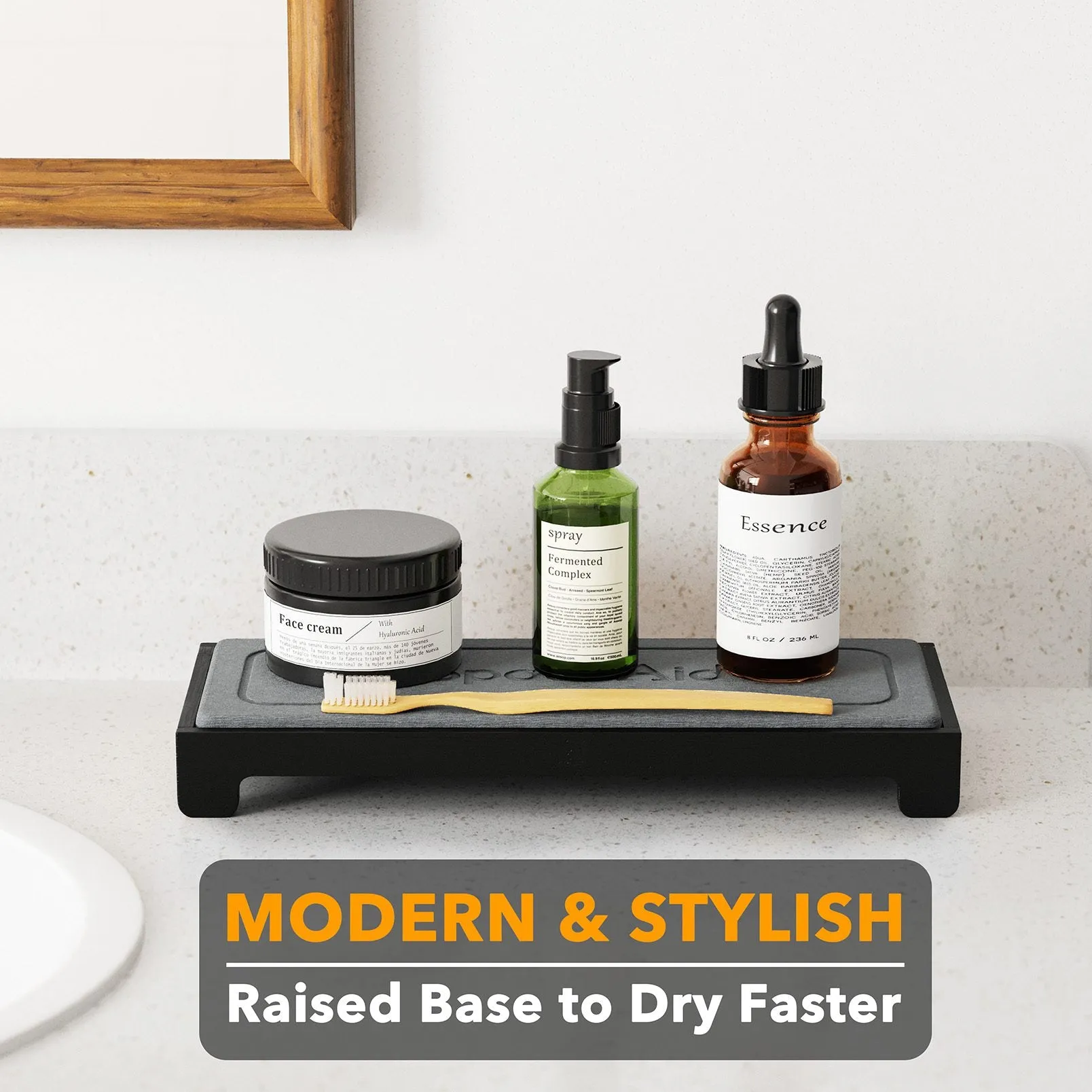 SpaceAid DryingNeat Bathroom & Kitchen Sink Caddy Organizer, Black