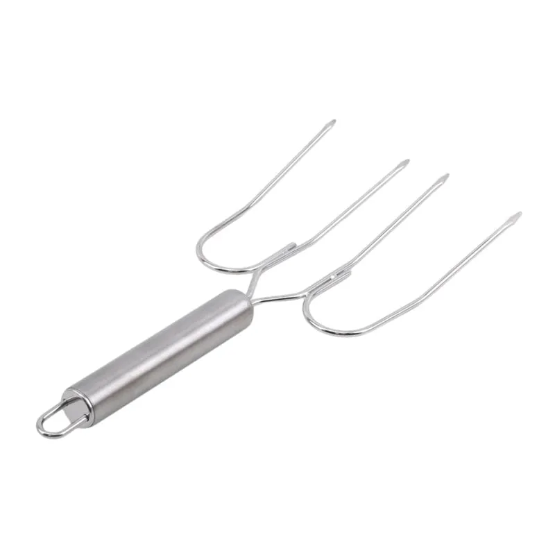 Stainless Steel BBQ Large Roast Chicken Fork, Outdoor Barbecue Meat Poultry Tools