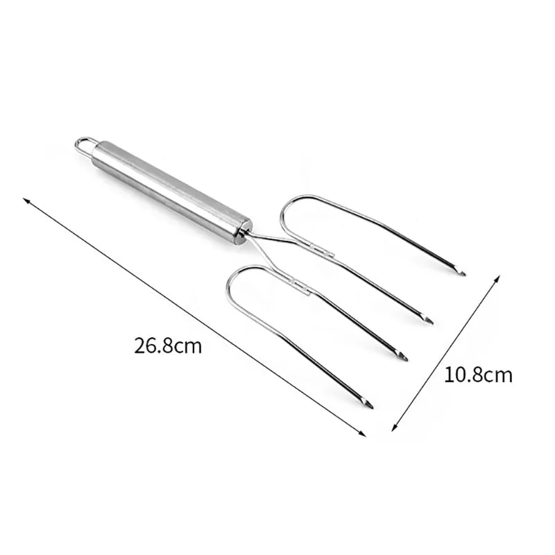 Stainless Steel BBQ Large Roast Chicken Fork, Outdoor Barbecue Meat Poultry Tools
