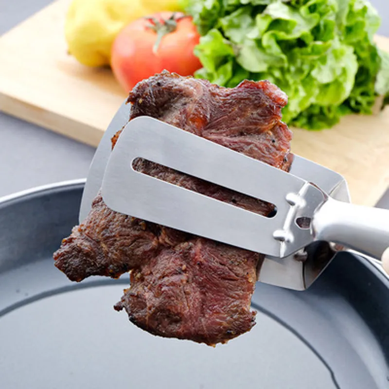 Stainless Steel Frying Shovel Clip Multifunctional Steak BBQ Tongs