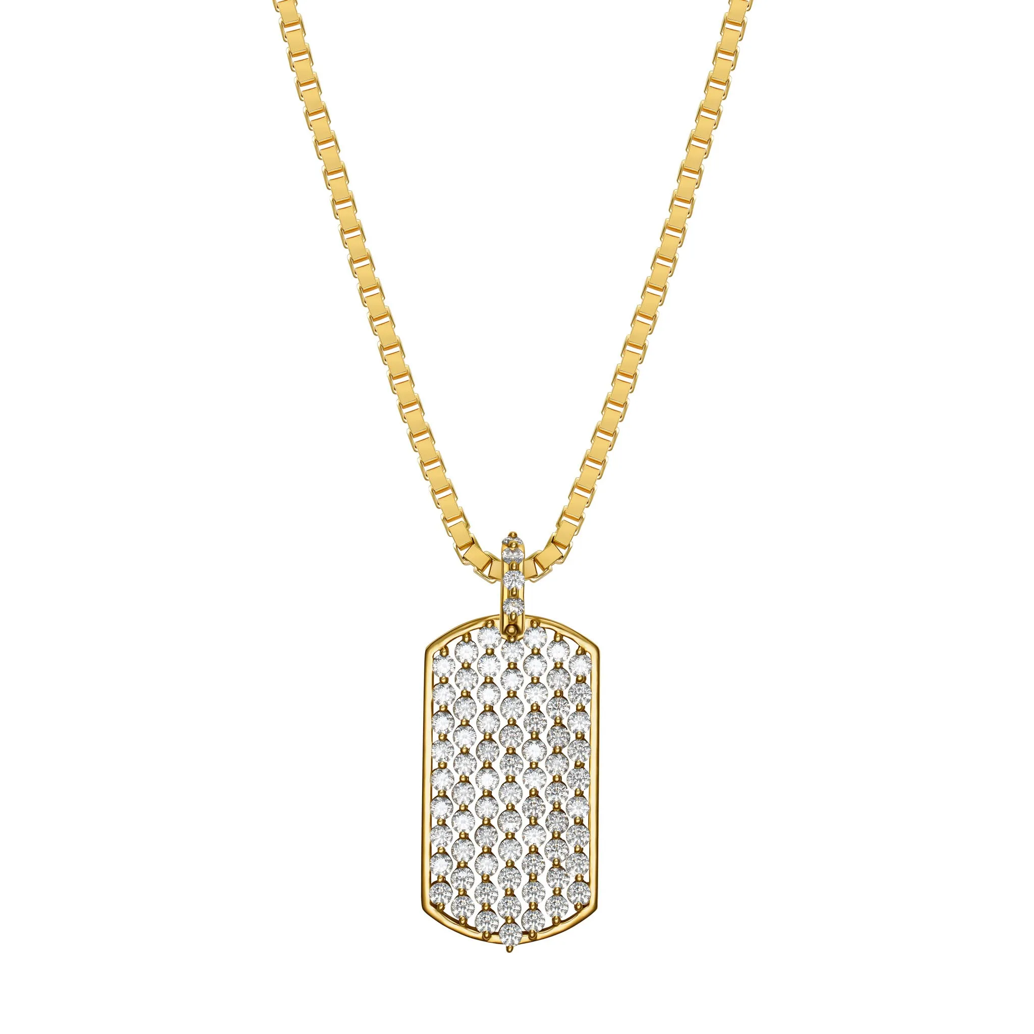 StingHD Radiant Legacy: 18K Yellow Gold Dog Tag with Diamond Bail