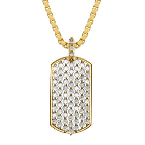 StingHD Radiant Legacy: 18K Yellow Gold Dog Tag with Diamond Bail