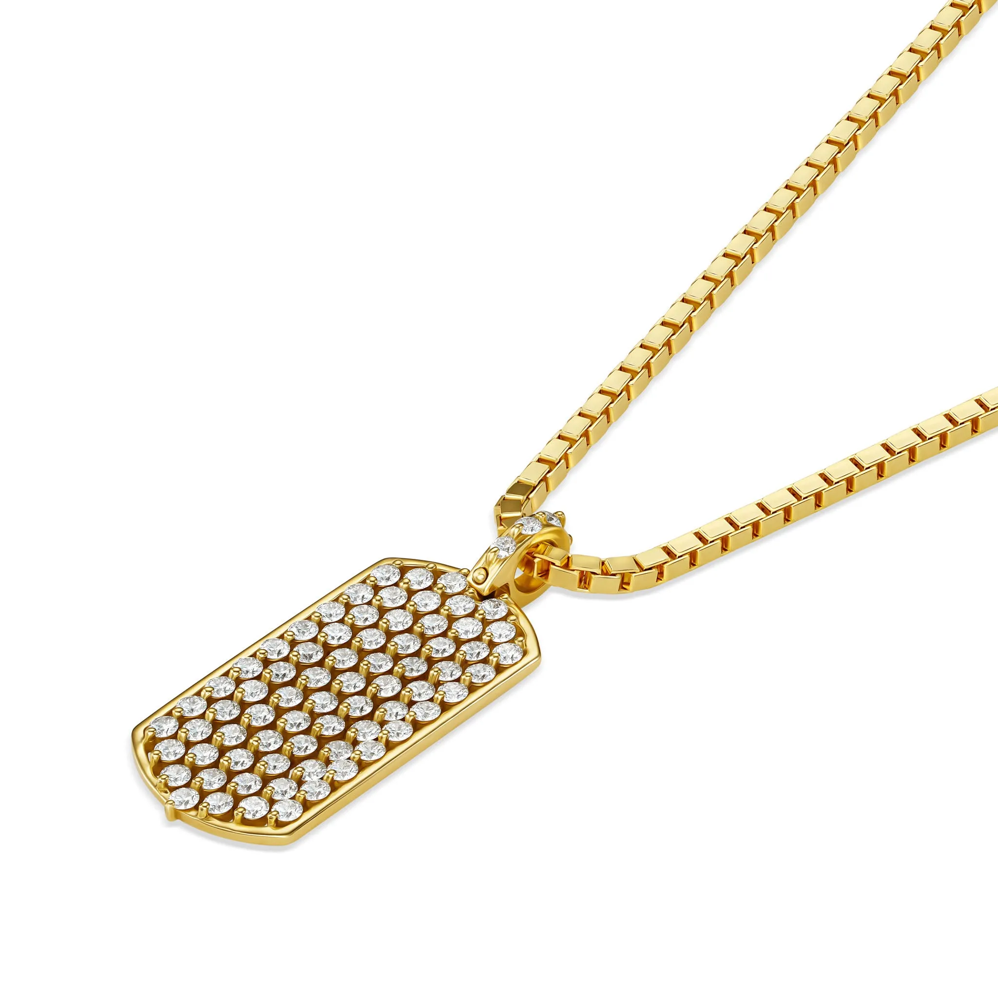 StingHD Radiant Legacy: 18K Yellow Gold Dog Tag with Diamond Bail