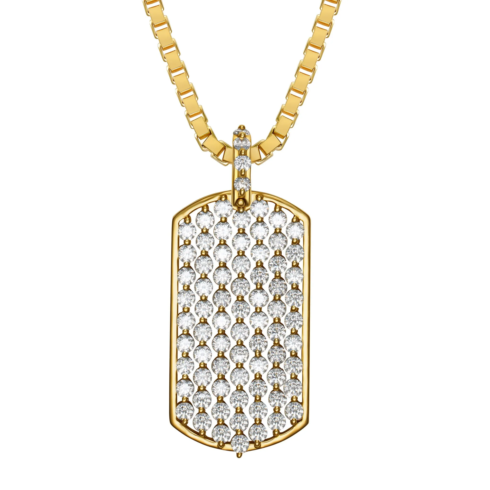 StingHD Radiant Legacy: 18K Yellow Gold Dog Tag with Diamond Bail