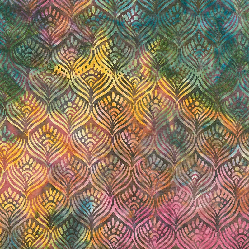 Sunset Plumes Batiks - Feathers Orchid Yardage