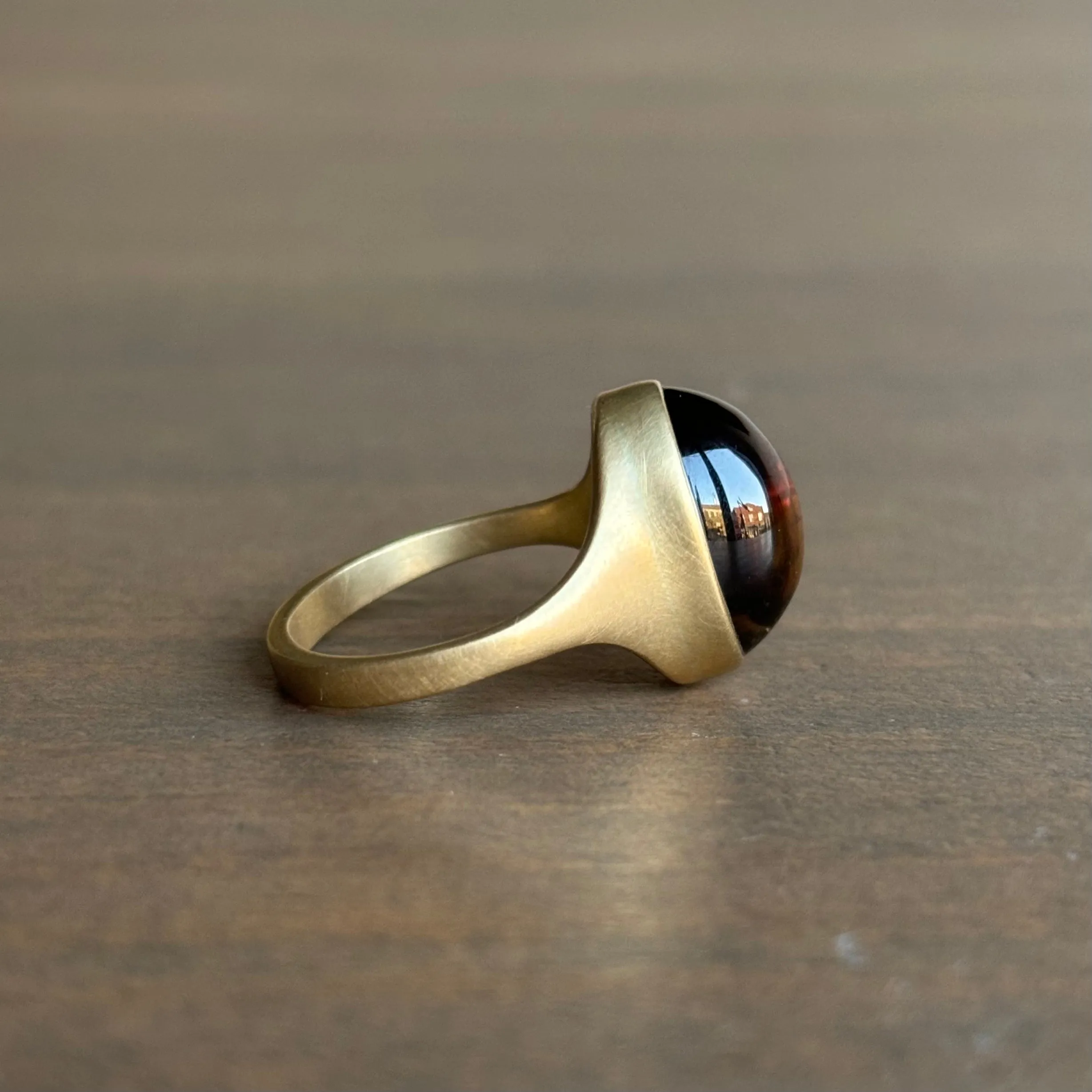 Tawny Brown Tourmaline Cabochon Cast Ring
