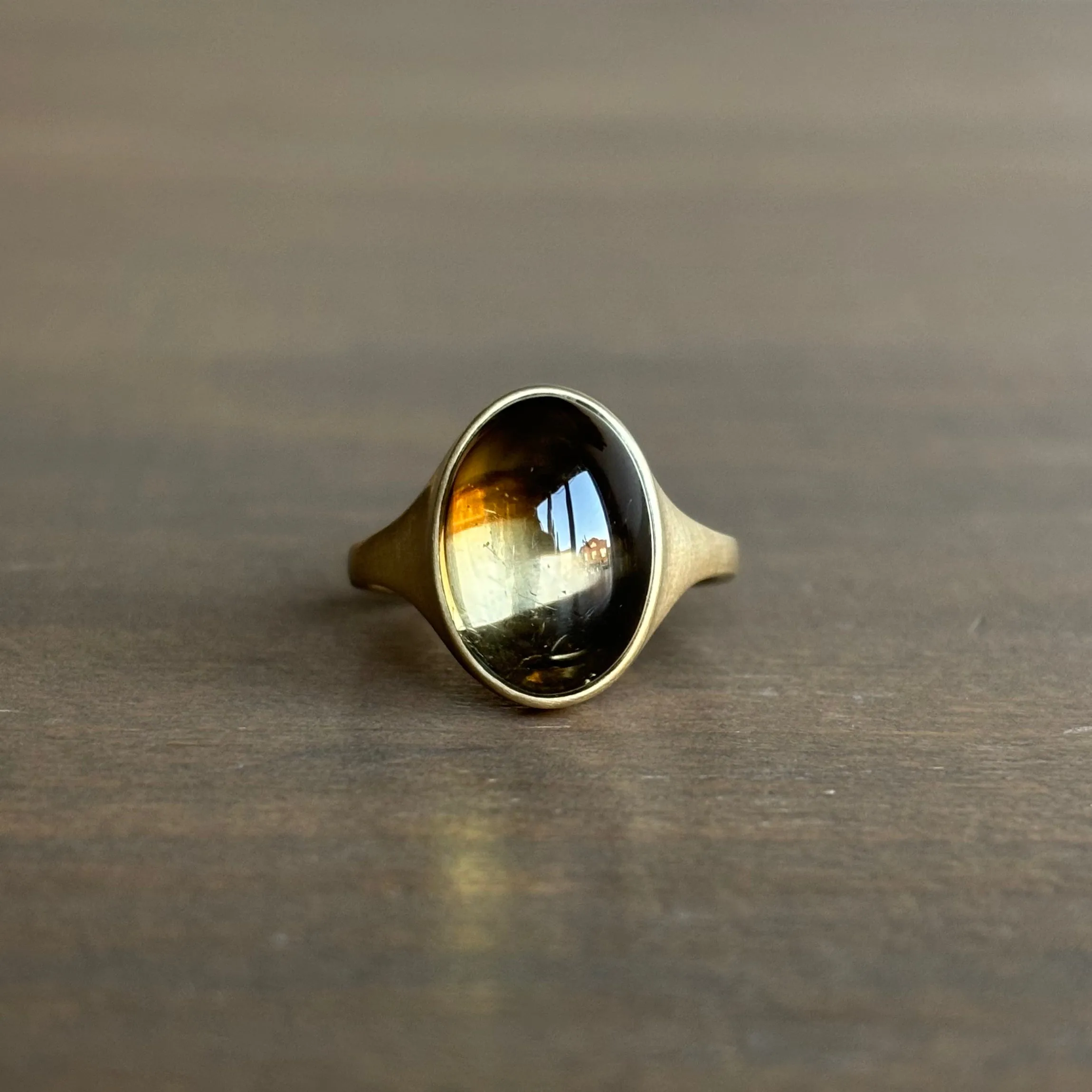 Tawny Brown Tourmaline Cabochon Cast Ring