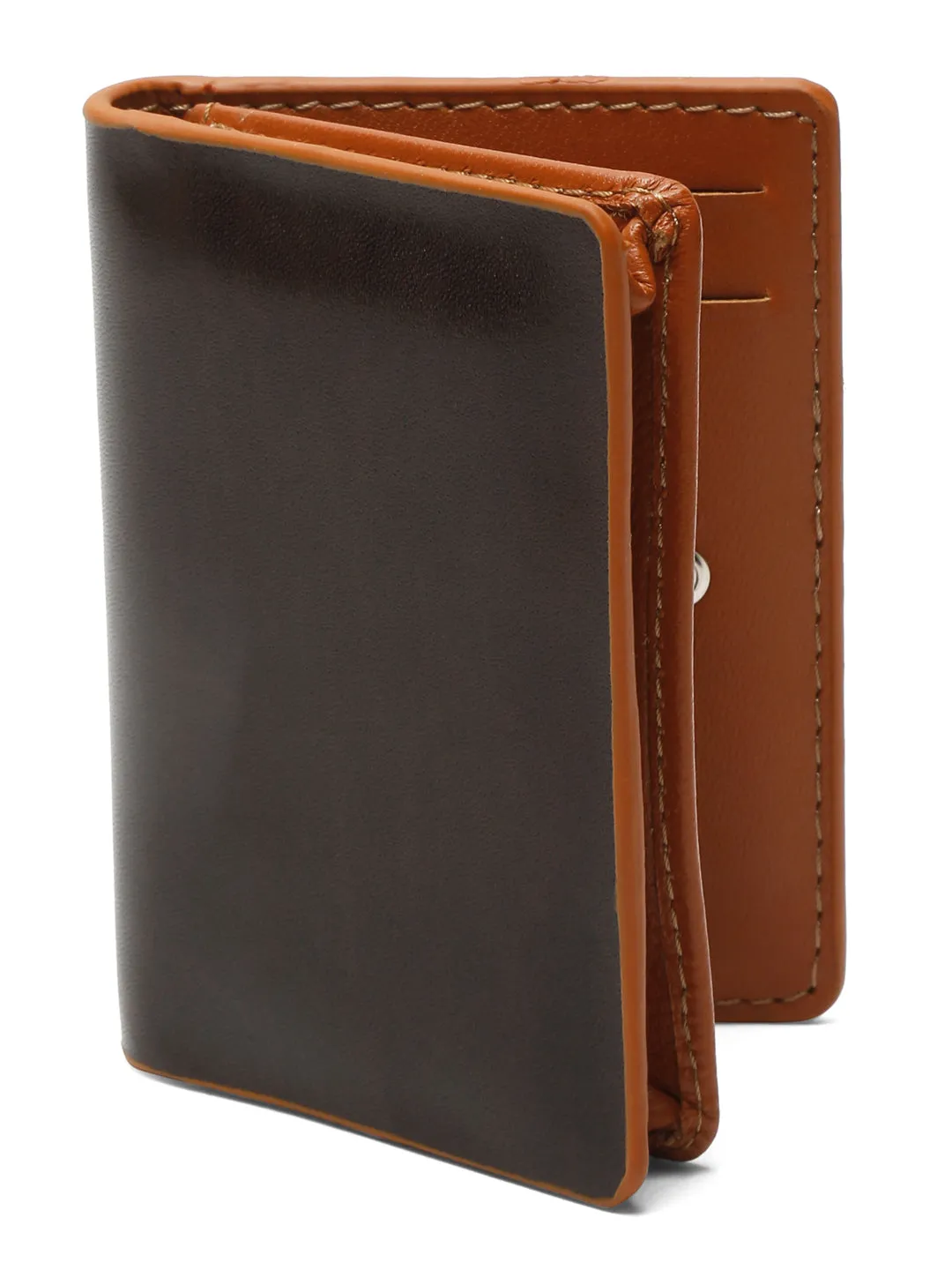 Teakwood Leather Two Fold Brown Card Wallet - Clearance sale