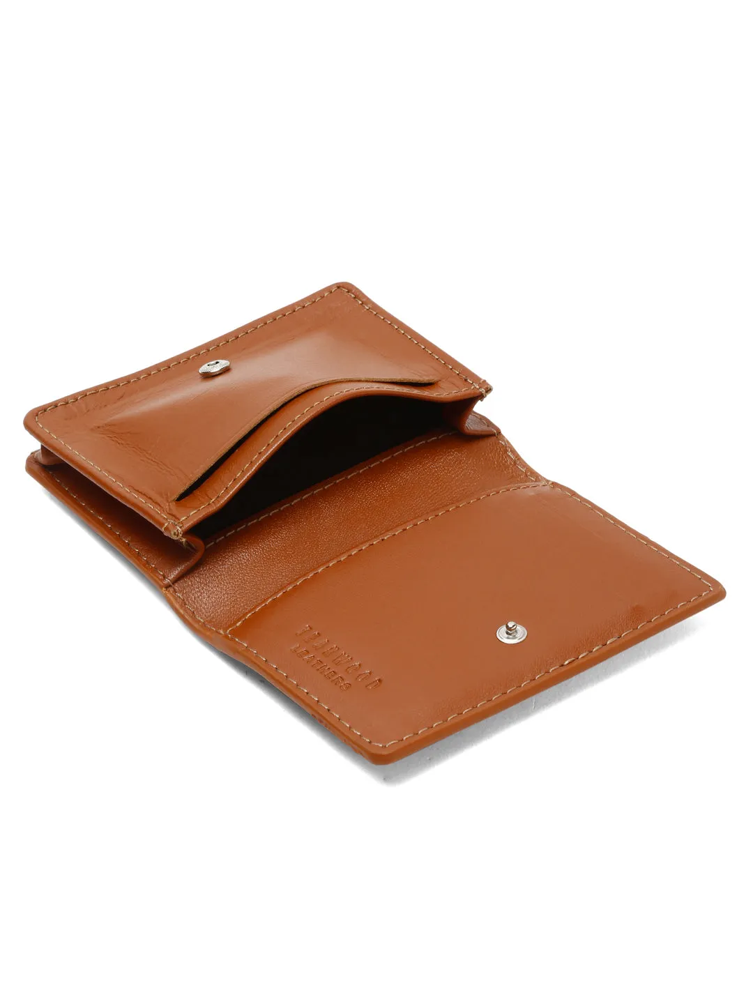 Teakwood Leather Two Fold Brown Card Wallet - Clearance sale